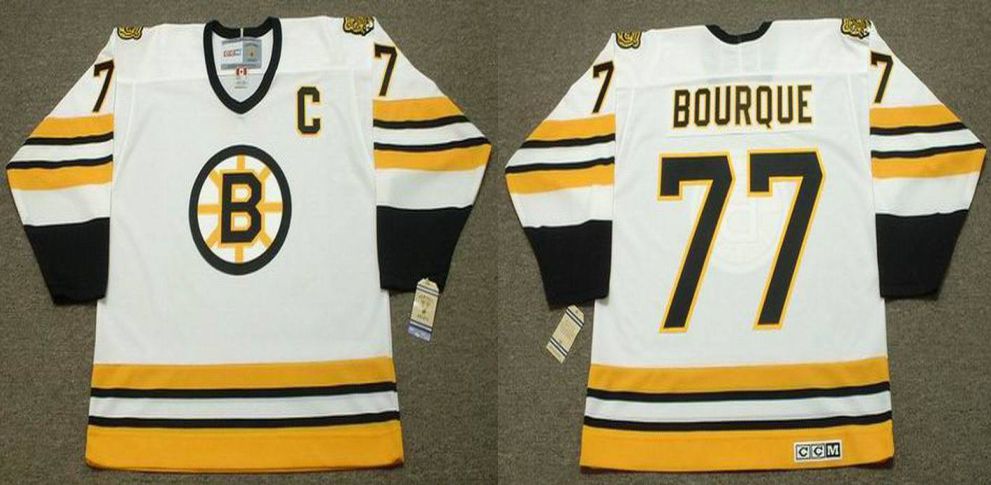 2019 Men Boston Bruins #77 Bourque White CCM NHL jerseys2->boston bruins->NHL Jersey